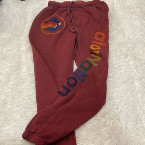 Aviator Nation women’s sweatpants in brick red. XS